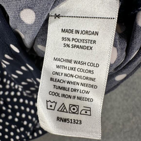 CeCe Square Neck Polka Dot Blouse Women's Medium Navy Blue/White Short Sleeve - Picture 7 of 8